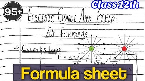 ||Formula Sheet|| Electric charges and fields|| @Edustudy_point