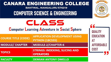 VTU ADP (18CS55) Python Programming: Manipulating Strings [Indexing & Slices] (M2 L7)