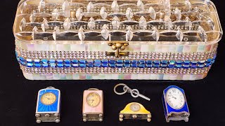 HIGHLY PRIZED VINTAGE PURSES & ANTIQUE MINIATURE SWISS ENAMEL SILVER CLOCKS! A fancy show & tell