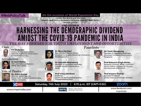 Live Video IMPRI #WebPolicyTalk on Harnessing the Demographic Dividend amidst the COVID-19 Pandemic