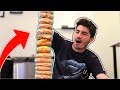 SURPRISING ROOMATE WITH 4 FOOT DONUT TOWER GONE WRONG