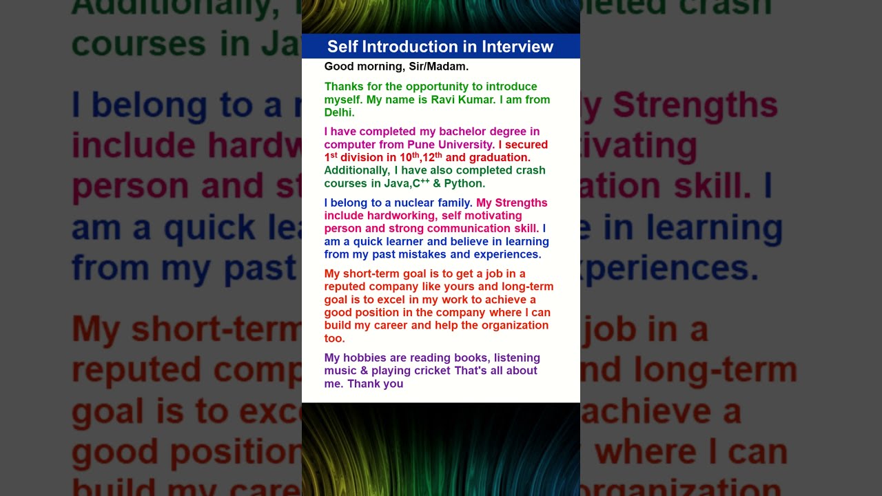 Self Introduction in English | introduce yourself in english 