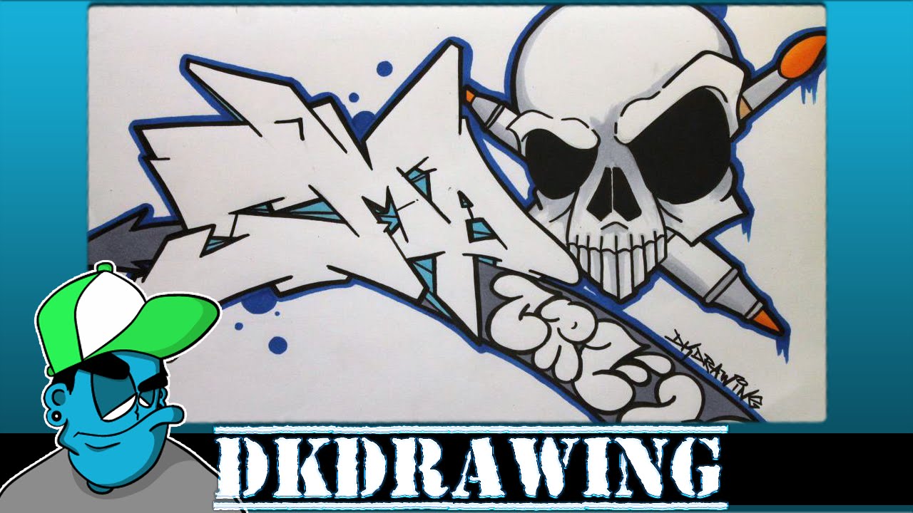 Drawing Graffiti Letters SMA Crew & a Skull Character ...