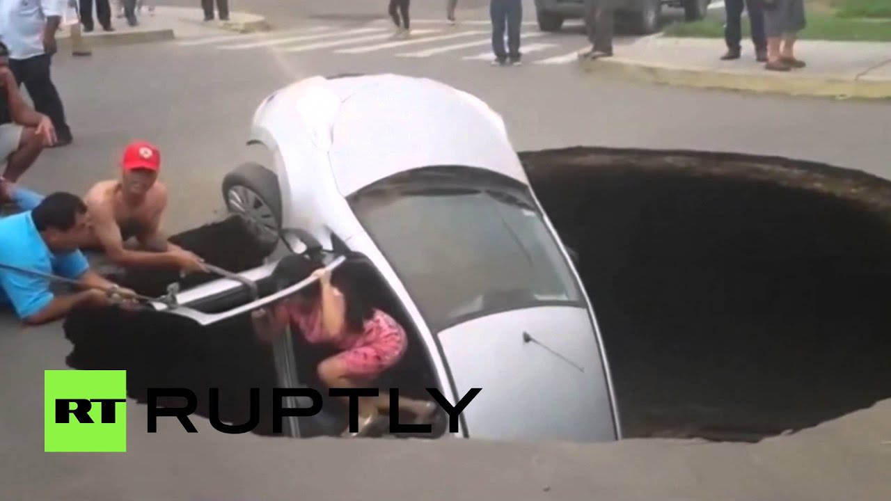 Giant Sinkhole Swallows Car With Family Still Inside In Peru