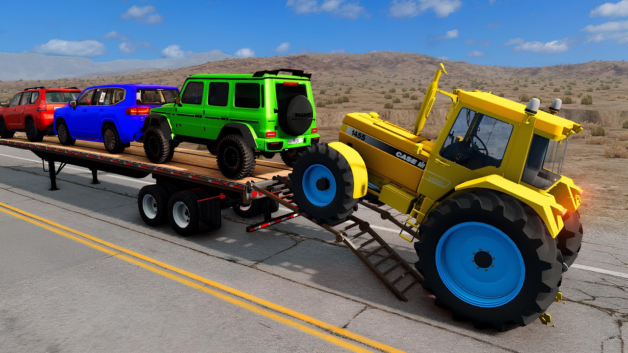 Flatbed Truck McQueen | Transportation with Truck - Pothole vs Car #5 | BeamNG.Drive Gameplay