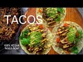 Alkaline vegan tacos  pulled king oyster mushroom tacos