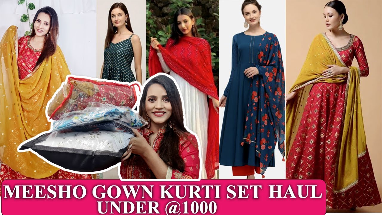 MEESHO FESTIVEWEAR GOWN KURTI SET HAUL | SEQUIN & CHENDARI  |UNDER Rs1000 | SUPER AFFORDABLE HAUL