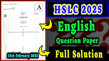 HSLC 2025 English Question Paper Solved | Class 10 English Question Paper Solution 2025 | ASSEB 2025