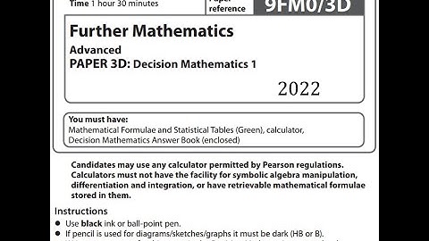 Decision 1 2022 Pearson Edexcel A level further maths