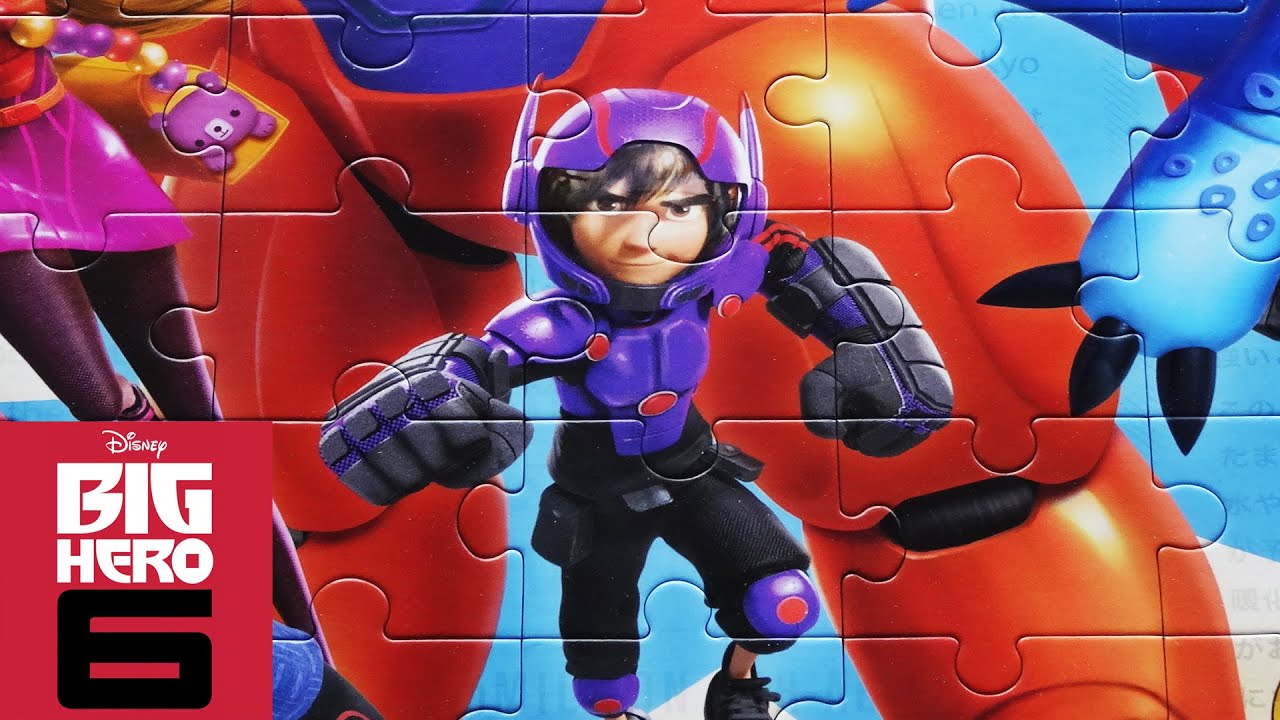 BIG HERO 6 Disney Puzzle Games Jigsaw Puzzles Rompecabezas Hiro Baymax Toys Video For Kids