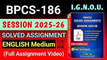 BPCS 186 Solved Assignment 2025-26 English, BPCS 186 Solved Assignment 25-26, BPCS-186 Assignment