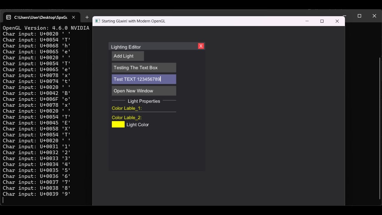 SpxGui [6] Making a GUI project, Added a Text Input widgets, learning ...