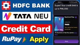 Tata neu credit card Apply || hdfc tata neu credit card apply || Without income proof || Rupay card