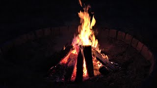 Nighttime Campfire with Crackling Fire and Cricket Sounds