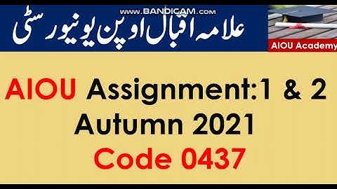 AIOU Code 0437-1 & 2 Solved Assignment Autumn 2021