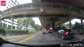 Reckless driver SJD7031C overtakes by bus lane, cuts across 2 lanes and almost caused an accident