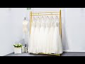 Custom gold stainless steel display rack hanging rail for wedding dress