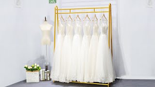 Custom Gold Stainless Steel Display Rack Hanging Rail for Wedding Dress Custom Gold Stainless Steel Display Rack Hanging Rail for Wedding Dress