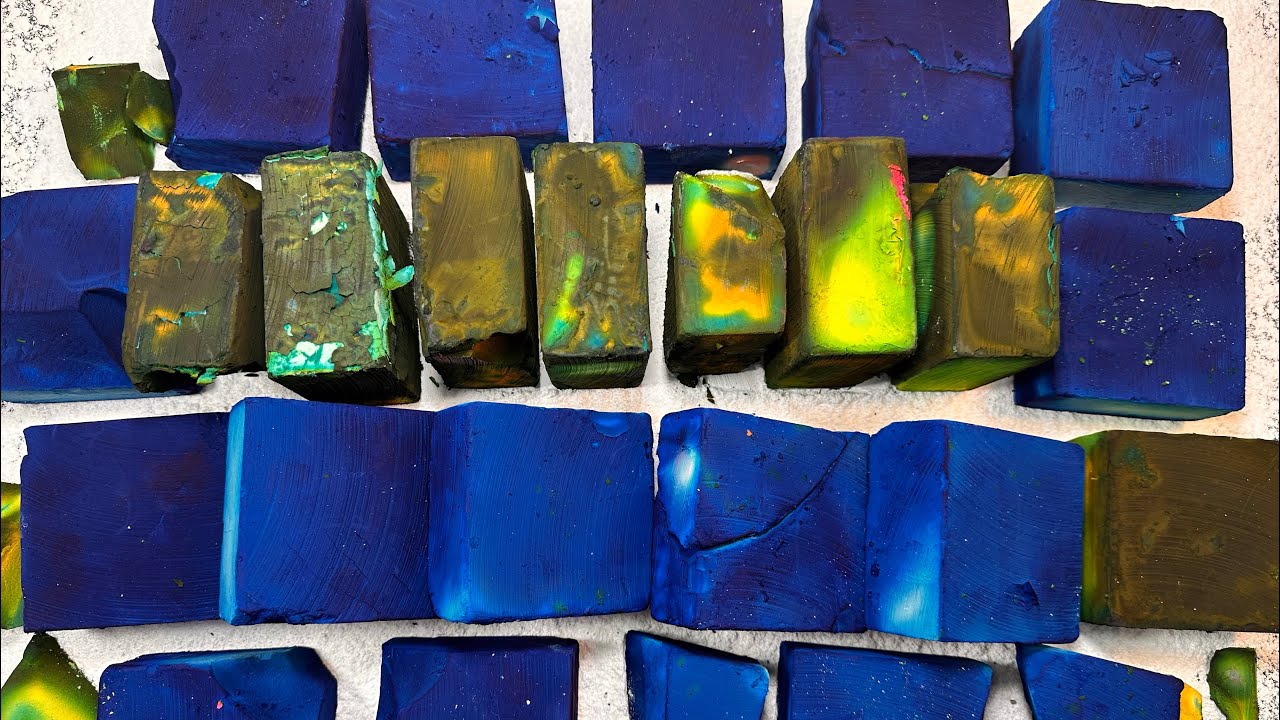 Blue Green Dyed Chalk | Crispy Soft | Oddly Satisfying 