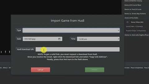 Import a football game from Hudl