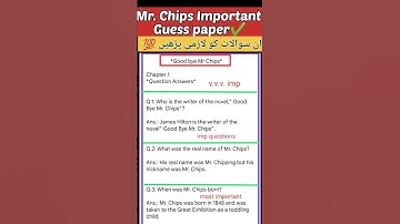 12th class Good bye Mr Chips Important Questions 2023||2nd year Mr chips guess paper 2023#12thclass