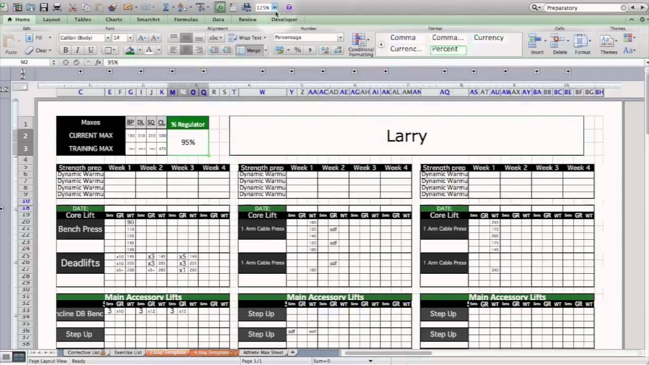 Strength & Conditioning Excel Template Level 1 YouTube