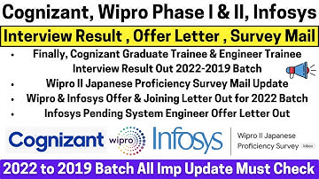 Cognizant Interview Result Declared | Wipro Japanese Survey Mail | Infosys Pending Offer Letter Out