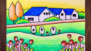 Draw easy scenery | Vẽ PHONG CẢNH QUÊ HƯƠNG EM #vetranh