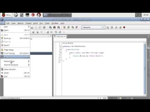 Hello World of C# console program on Raspberry Pi 2 using Mono/MonoDevelop