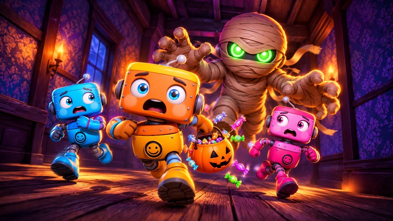 Running from the Mummy! 🎃 Halloween Chase Song for Kids | Rusty’s World