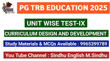 Curriculum Design And Development MCQs Unit-wise Test 9 / PG TRB Education Objective Q&A