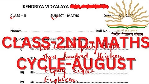 CLASS-2ND/MATHS/AUGUST/CYCLE TEST-AUGUST/QUESTION PAPER/SAMPLE PAPER/SOLUTION #kvs #cbse