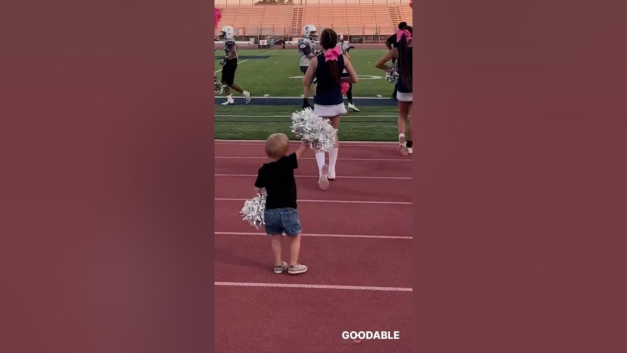 Toddler Cheers On Football Field With Sister!📣 #shorts