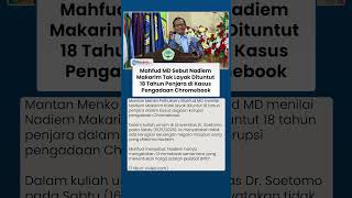 Sebut Nadiem Tak Layak Dituntut 18 Tahun Penjara, Mahfud MD: Yang Tentukan Harga Chromebook BPKP