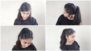 Top 4 High Ponytail HairStyle for school, college going girls l New simple \& EasyPonytail\/Braid Pony