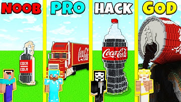 Minecraft Battle: NOOB vs PRO vs HACKER vs GOD: COCA COLA HOUSE BUILD CHALLENGE / Animation
