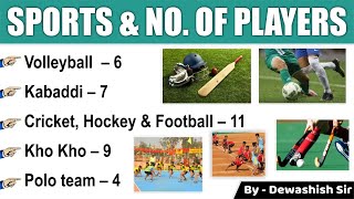 Number Of Players In Various Games | Sports Gk Trick | Games | Dewashish Sir screenshot 2