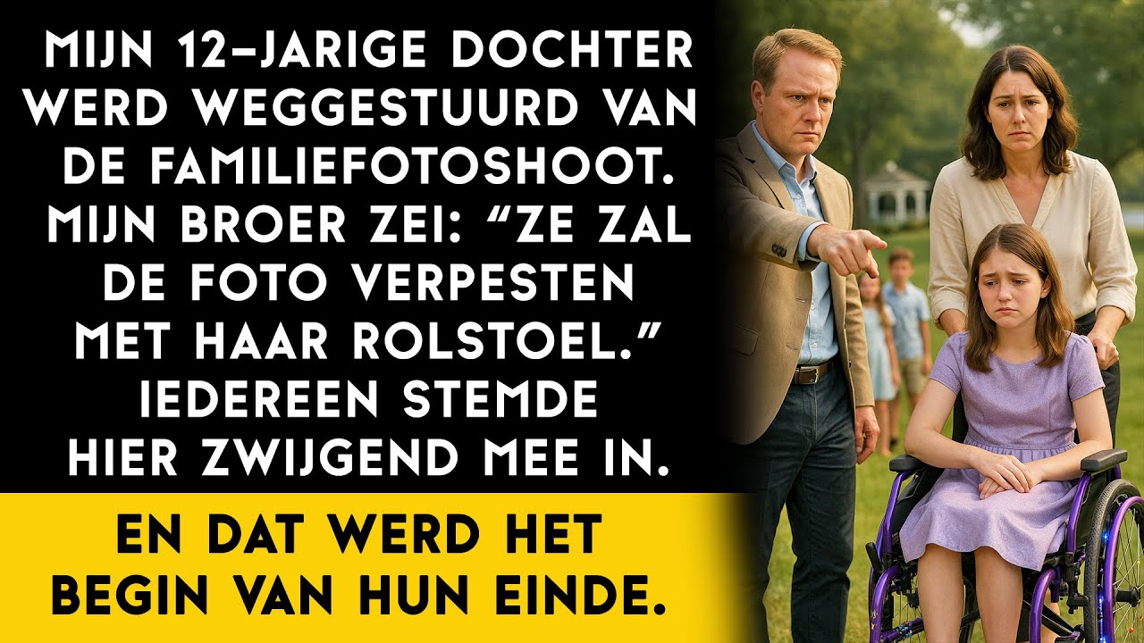 Ik stond daar met mijn dochters rolstoel in het midden van het grasveld, terwijl mijn broer Maarten me meetrok naar de tuinschuur. ‘Mensen zullen alleen die rolstoel zien,’ zei hij. ‘Mijn baas is...