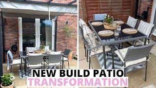 NEW BUILD PATIO TRANSFORMATION UK | NEW PERGOLA &amp; OUTDOOR DINING SPACE MAKEOVER 🪴⛲️🏡