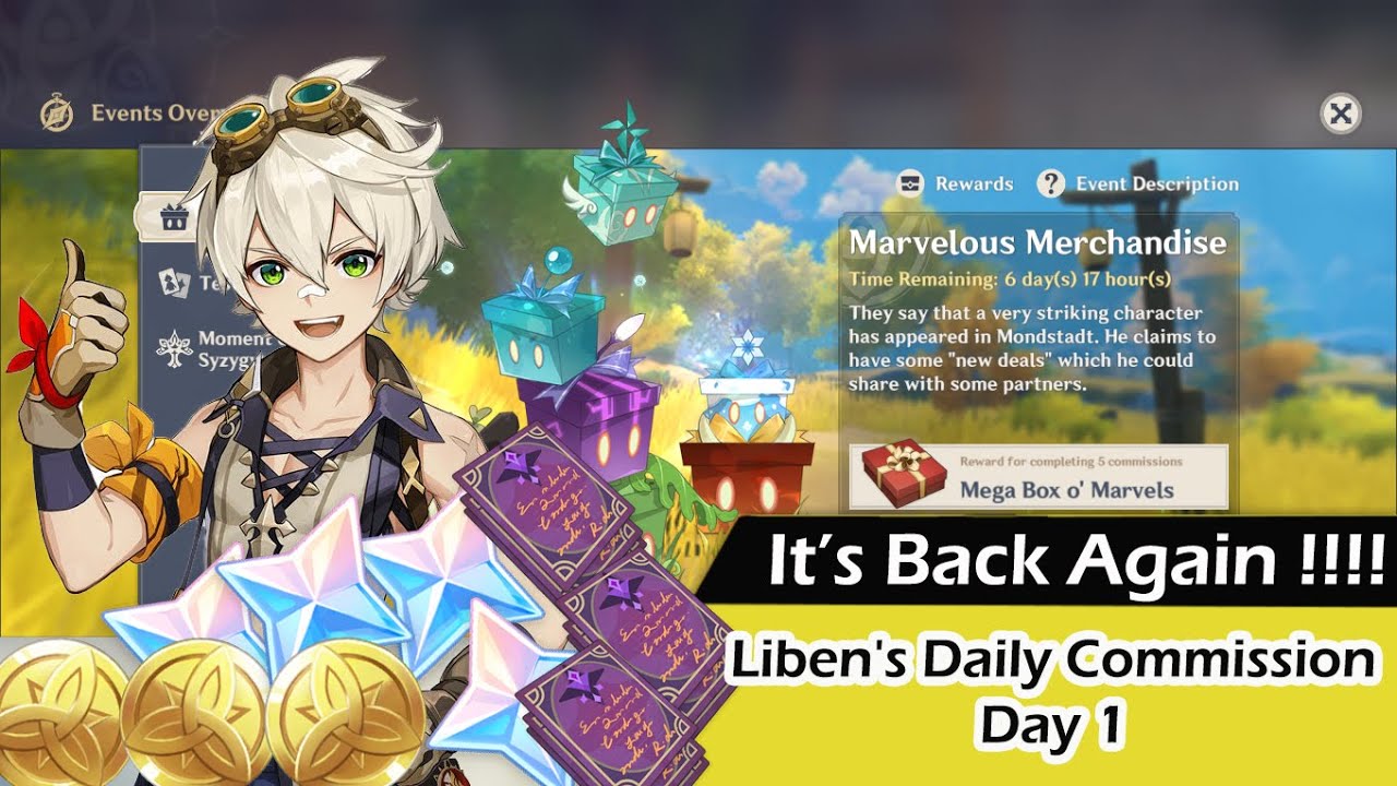Event Marvelous Merchandise: Liben's Daily Commission Day 1 (Genshin 1.4) - Genshin Impact