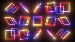 Abstract Neon Ultraviolet Square Outline Shapes Rotate Reflections 4K UHD 60fps 1 Hour Video Loop