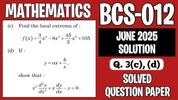 P8- 3(c), (d) | BCS 012 June 2025 Solution | BCS012 Solved Question Paper | BCS12 Important Question
