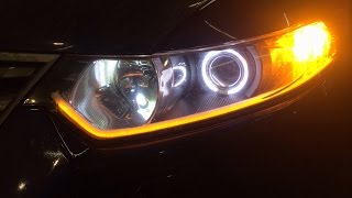 Honda accord 8. Замена линз биксенон. Установка led. Ангельские глазки.(, 2014-12-02T21:34:10.000Z)