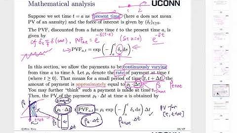 [MATH 2620 Financial Mathematics] Lecture 28: Ch3 Continuously Varying Annuities