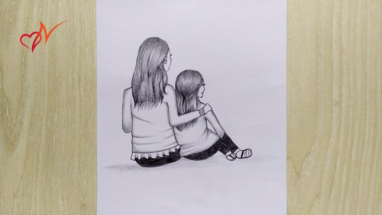 Sisters sketch drawing 4K  sisters Love  pencil sketch of Two  sisters Stay home stay safe  YouTube