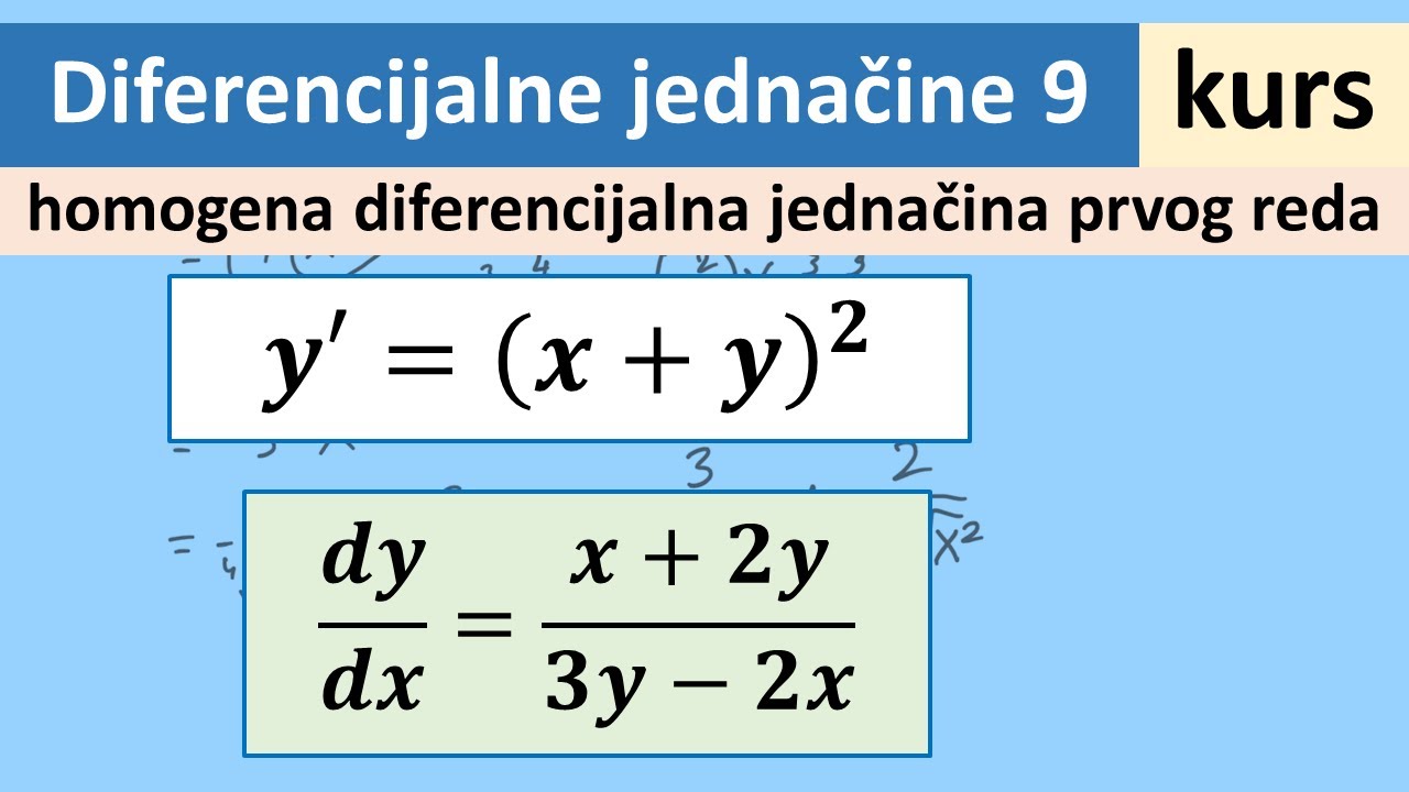 Diferencijalne jednačine zadaci 9 - jednačina prvog reda koja se svodi na homogenu