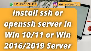 Install ssh or OpenSSH on Win 8/10/11 or Win 2016/2019 Server | DIT Evolution