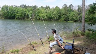 MONSTER Catfish Almost Pulled My Rods Into the Lake‼️😱