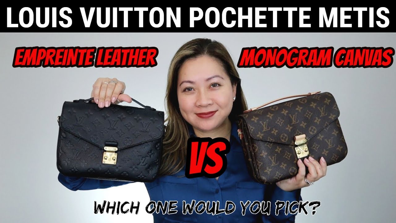 Comparison of the popular Louis Vuitton Pochette Metis Monogram in  Empreinte leather. Real vs Replica. – handpicked replica