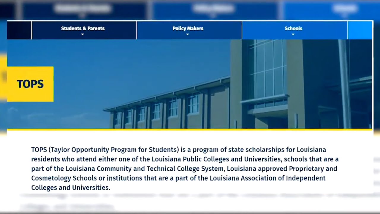 Is the TOPS Program supporting all Louisiana College students? YouTube